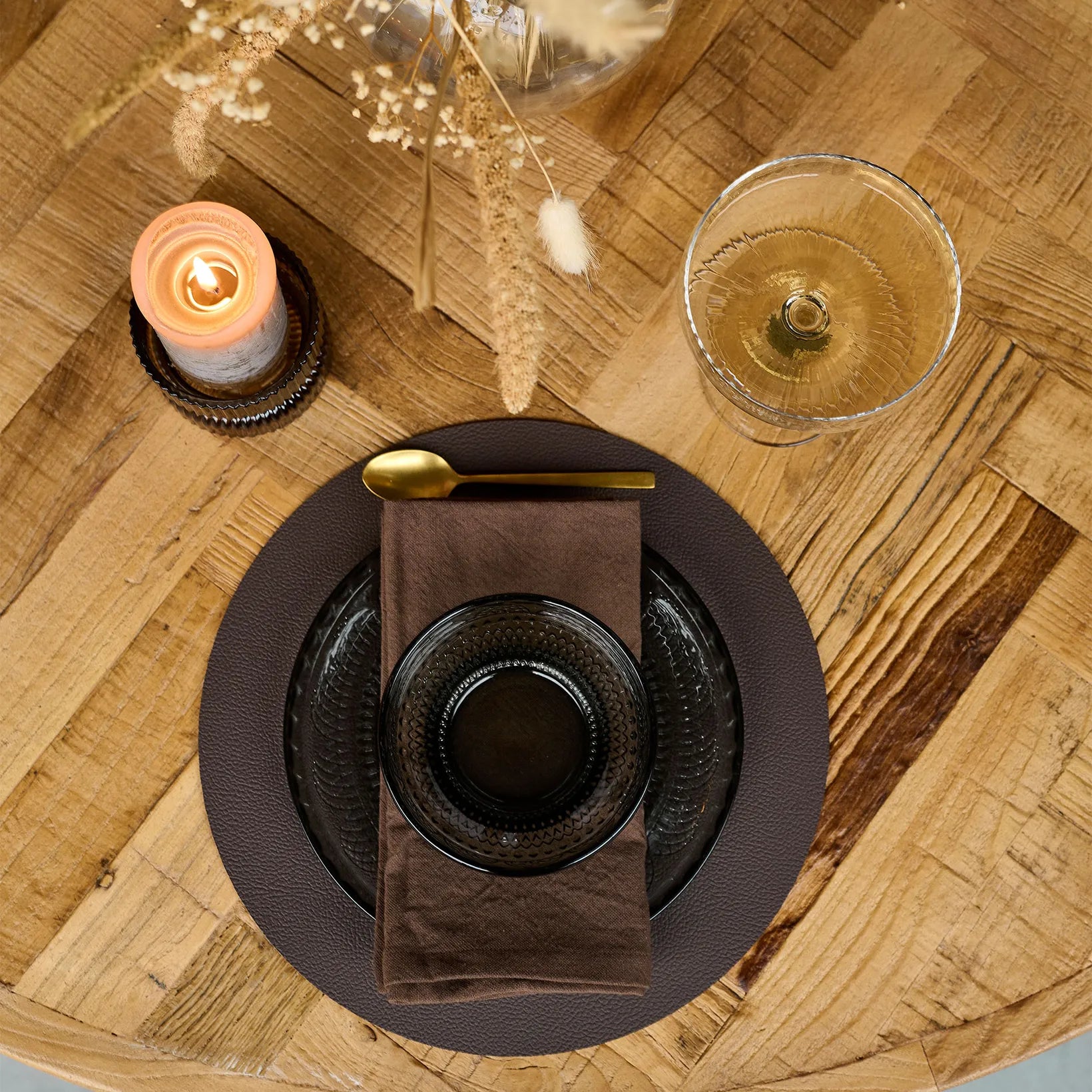 Wendbares Tischset Ø30 cm Braun/Schwarz